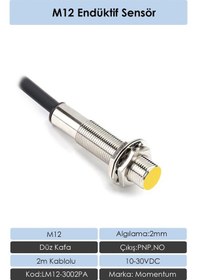 Resim Momentum M12 Endüktif Sensör 2mm Düz Kafa PNP NO LM12-3002PA 
