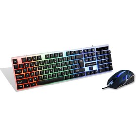 Resim Platoon RGB Işıklı Kablolu Klavye Mouse Set Oyuncu Klavye Mouse Yüksek 
