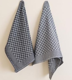 Resim Beige & Stone Kareli 2'Li Antrasit-Gri Mutfak Kurulama Bezi 40X60 Cm 