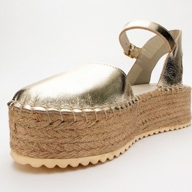 Resim Luvishoes Luvi Shoes Viba Altın Hakiki Deri Kadın Hasır Dolgu Taban Sandalet Altın 