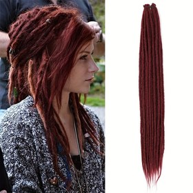 Resim Kadınlar için Halloween ve Noel için Reggae tarzı Crochet saç uzantıları 24 inç Sentetik Dreadlock Uzantıları 10 Tutam Hippie Tek Uçlu Dreads Ombre Sarı 0.6 cm Genişlik Loc Uzantıları 
