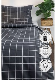 Resim Bikare Basic Pamuklu Ranforce Tek Kişilik Nevresim Seti - Antrasi Antrasit 