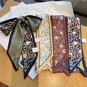 Resim Saçlar, Çanta Dekoru ve Kravatlar için 4 adet Klasik Yaprak Desenli Uzun Bantlı Eşarp - Çok Yönlü Polyester Aksesuar Seti 
