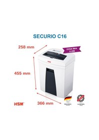 Resim Hsm Securio C16 - 5.8 MM Evrak İmha Kağıt Kırpma Makinesi 25 L 