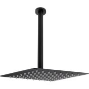 Resim Fause Ankastre Duş Başlığı Borulu Kare Slim Metal 25X25 cm Tavandan Siyah 