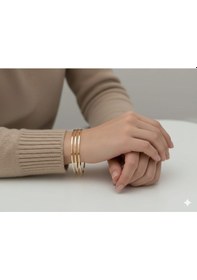 Resim Akfecan Çelik 316l Üçlü Ajda Bilezik 60mm Altın 