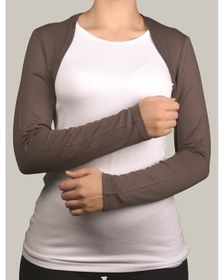 Resim Altobeh Uzun Kollu Kadın Tesettür İçe Giyilen Bolero - Koyu Vizon Çok Renkli 