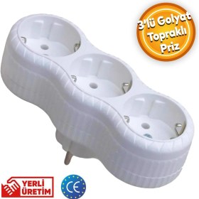 Resim Badem10 Golyat 3 Lü Topraklı Çoklu Grup Priz Çoğaltma Üçlü Fiş Piriz 