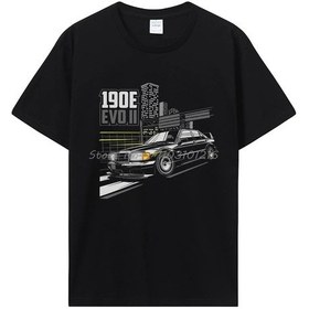 Resim Snapbuy190e Otomotiv Merch T-shirt Evo Pamuk Spor Tişört Erkek Giyimblack Black 