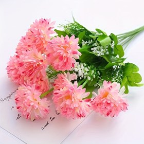 Resim Yapay Simülasyon Top Krizantem Buketi, 10 Plastik Sahte Çiçek, Kapalı Alan Dekoru ve Açık Hava Peyzajı İçin Uygun, UV Dayanıklı, Güneşe Karşı Korumalı & Kolay Temizlenebilir 