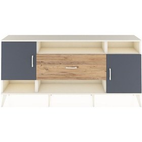 Resim Arges Konsol 5 Raflı Tek Çekmeceli 2 Kapaklı 176x30x83 Aytaşı-antrasit/çam Antrasit/çam 