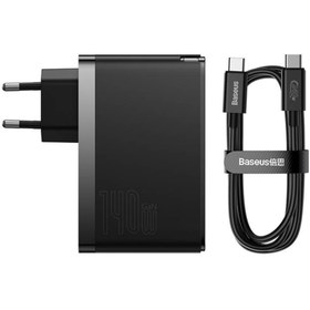 Resim Baseus Gan5 Pro 140w Fast Charger 2 Type-c+1 Usb Pd Ultra Hızlı Şarj Aleti+ Şarj Kablosu Siyah 