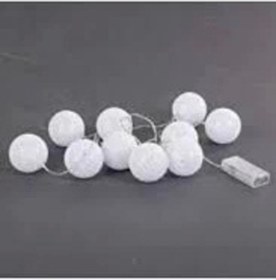 Resim 2m 10'lu Işıklı Beyaz Top Dekoratif Süs Pilli 