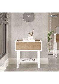 Resim Robin Home Oslo Komodin Ofis Keson Çekmeceli Beyaz Metal Ayak 