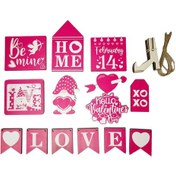 Resim Homyl Sevgililer Günü Katmanlı Tepsi Dekor Rustik Ahşap Gnome 12cmx11cm 