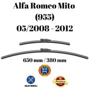 Resim Alfa Romeo Mito 955 2008 2009 2010 2011 2012 Uyumlu Ön Cam Muz Tipi Silecek Süpürgesi Seti 650/380mm Silbak 