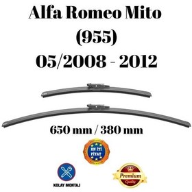 Resim Alfa Romeo Mito 955 2008 2009 2010 2011 2012 Uyumlu Ön Cam Muz Tipi Silecek Süpürgesi Seti 650/380mm Silbak 