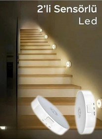 Resim Mithra Life 2 Adet Şarjlı Kablosuz Hareket Sensörlü Led Lamba Aydınlatma Mıt1173 Beyaz - Beyaz Işık 