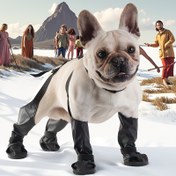 Resim BJPET Ayarlanabilir Uzun Köpek Botları - Güvenli Bağlantılı, Çok Amaçlı Kaymaz Taban, Kış ve Yaz Koruma İle Orta Boya Özel PU Deri/Polyester Geziye Hikinge Cadılar Bayramı Şık Patikler 