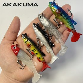 Resim 5 adet AKAKUMA Biyonik Yumuşak Balıkçılık Yemleri Üçlü Kanca ile - 8.5cm / 13g Gerçekçi Yüzme Yemleri, Karışık Renkler (Kırmızı / Sarı / Mavi / Yeşil / Pembe) Bas, Levrek, Açık Hava Balıkçılığı Ekipmanı için - Kurşun Ağırlıklı, Tatil Hediye Kutusu 