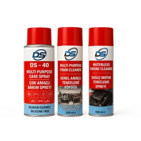 Resim d&s oto bakım Susuz Motor Temizleyici + Multi Sprey + Temizleme Köpüğü set 