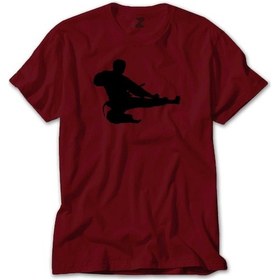 Resim Taekwondo Karate Silhouette Kırmızı Tişört 
