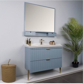 Resim Kobos Noble 100 Cm Banyo Dolabı Seti Light Blue Mavi 