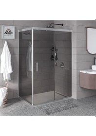 Resim Vesta D201 Dikdörtgen Duşakabin Parlak Profil Füme Cam H: 190 Cm Parlak 