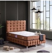 Resim Setaymobilya Baza,Duke Lux Çift Kişilik Açık Kahve Baza +Başlık + Deluxe Yatak 