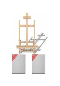 Resim Masaüstü Şövale, 2 Adet 30x20 Cm Tuval, Resim Tuvali Seti, Tual Ve Şövale, Ressam Tuval Şövalye Seti 