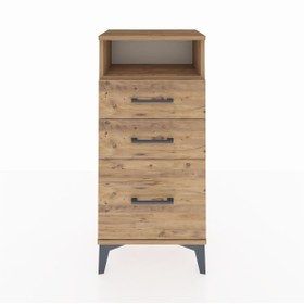 Resim Arges Komodin Tek Raflı 3 Çekmeceli 44x30x96 - Çam / Aytaşı 