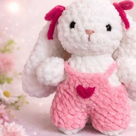 Resim Elista Amigurumi Kadife Örgü Küçük Boy Oyuncak Tavşan Beyaz 