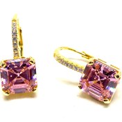 Resim Saras Jewels Pembe Taşlı Kare Küpe 