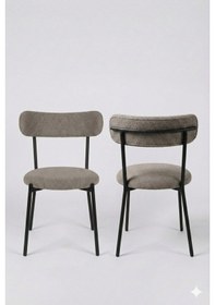 Resim 4 Adet Puffy Kumaş Füme Renk Teddy Sandalye Mutfak Sandalyesi Salon Sandalyesi Balkon Sandalyesi Füme 