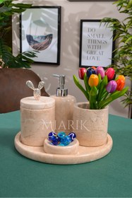 Resim MIARIK DESIGN & DEKORASYON Dekoratif Mermer 5 Li Banyo Seti Takımı 