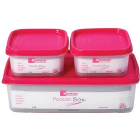 Resim Geseus Moonstar Modüler Hava Sızdırmaz Saklama Kabı-1,7lt+2x0,40lt-ms-07 