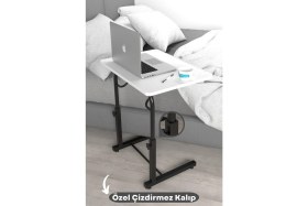 Resim Depolife Eğim Yükseklik Ayarlı Laptop Sehpası Kahvaltı Ders Çalışma Bilgisayar Ofis Yemek Masası Metal Ayak 