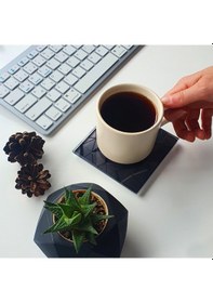 Resim Decorita Cam Bardak Altlığı Antrasit Kristal 4'lü Takım 10 x 10 CM Antrasit 