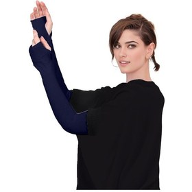 Resim Sonbaharmoda Parmak Geçmeli Penye Esnek Likralı Kolluk 1 Çift Lacivert 