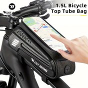 Resim WEST BIKING Bisiklet Üst Çubuğu Çantası - Büyük Kapasiteli 7 İnç Telefon Depolama, Dayanıklı EVA/Nylon Yapımı, Fermuar Kapatma ve MTB/Yol Bisikletleri için Uygulama Cebi, Bisiklet Telefon Tutucu, Şık Tasarım, Nefes Alabilen Mesh 
