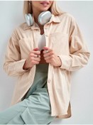 Resim Aruu Mode Kadife Oversize Büyük Beden Gömlek 195925839 Bej 