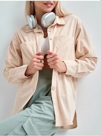 Resim Aruu Mode Kadife Oversize Büyük Beden Gömlek 195925839 Bej 