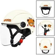 Resim Elektrikli Bisiklet Ve Motosiklet Kaskı - Karakterli Ayı Desenli Yaz Kullanım Beyaz Bt Beyaz 