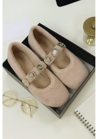 Resim Zera Home Kadın Ev Babeti Kışlık İçi Yünlü Ev Ayakkabısı Panduf Taba 