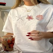 Resim Kadınlar için Retro Geometrik Baskılı Kısa Kollu Tişört - Yumuşak Yuvarlak Yaka Yazlık Günlük Üst, Makinede Yıkanabilir Normal Kalıp Tee, Bayan T-Shirtleri 