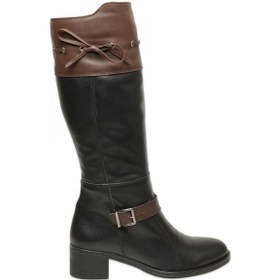 Resim Mammamia D25kc-2335 Kalin Topuklu Günlük Siyah-kahverengi Kadın Çizme Siyah-kahverengi 