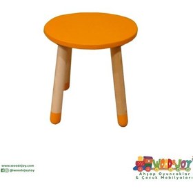 Resim Woodnjoy Wood & Joy Doğal Ahşap Renkli Çocuk Tabure Turuncu Turuncu 