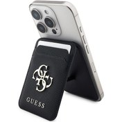 Resim Guess Lisanslı Metal Büyük 4g Ve Yazı Logolu Standlı Magnetik Kartlık Siyah 