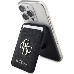 Resim Guess Lisanslı Metal Büyük 4g Ve Yazı Logolu Standlı Magnetik Kartlık Siyah 