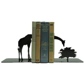 Resim Figured Decorative Metal Book Holder, Book Support, Book Organizer, Gift Black cat, Bike, Elephant Ballerina, Giraffe, Reading - Giraffe 
